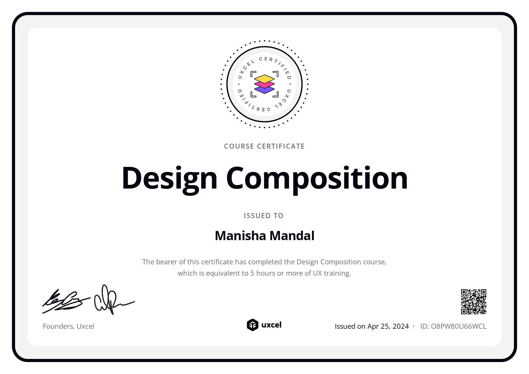 Manisha Mandal's certificate